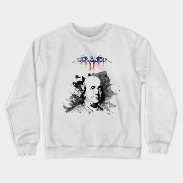 Benjamin Franklin Crewneck Sweatshirt by vivalarevolucio